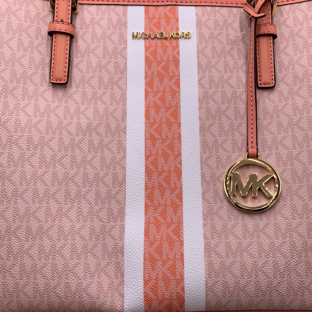 MICHAEL KORS JET SET TRAVEL MEDIUM CARRYALL TOTE SHERBERT MULTI COLOR - Picture 15 of 16
